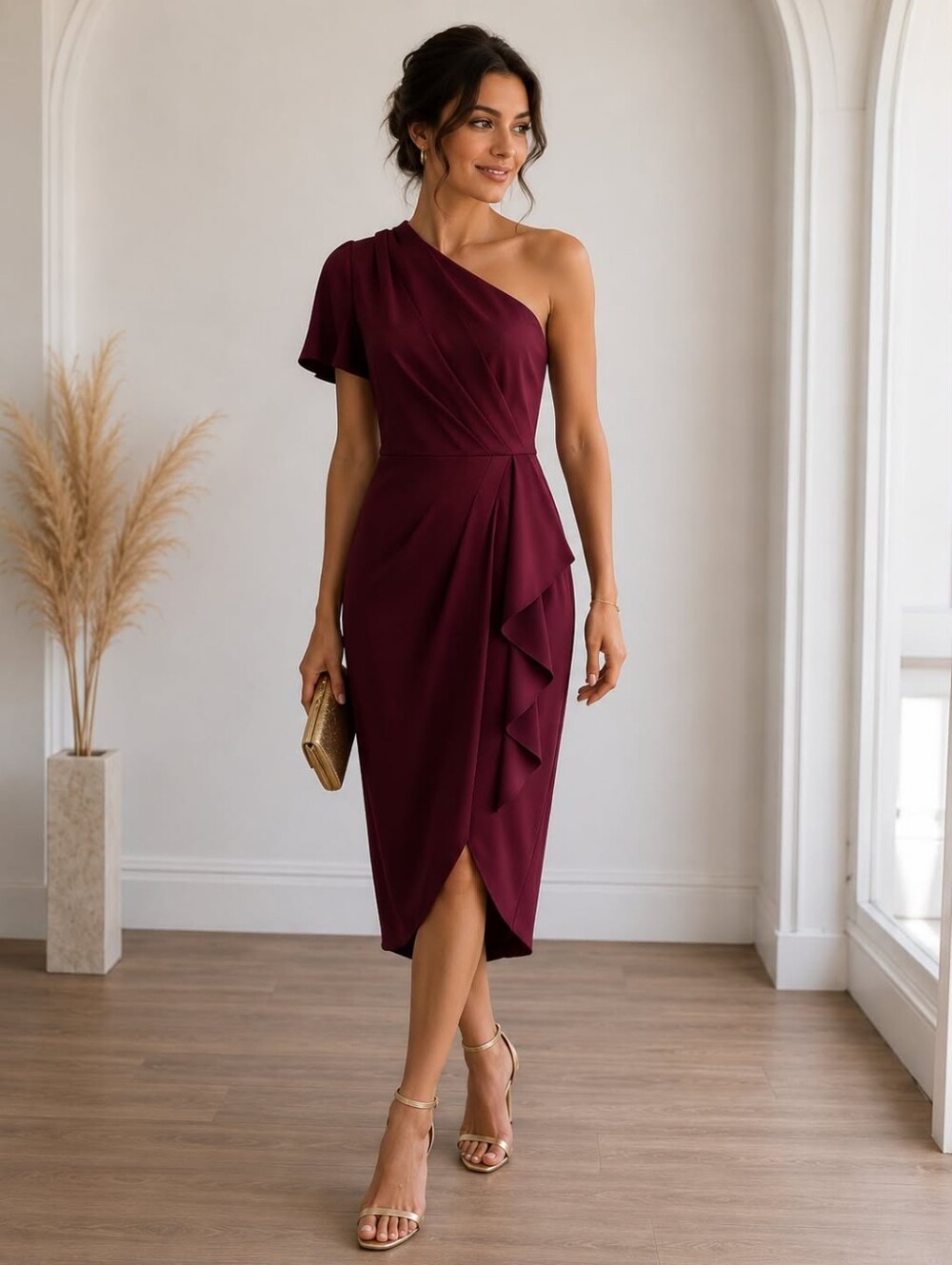 NEW Ted Baker One-Shoulder Burgundy Dress size 2